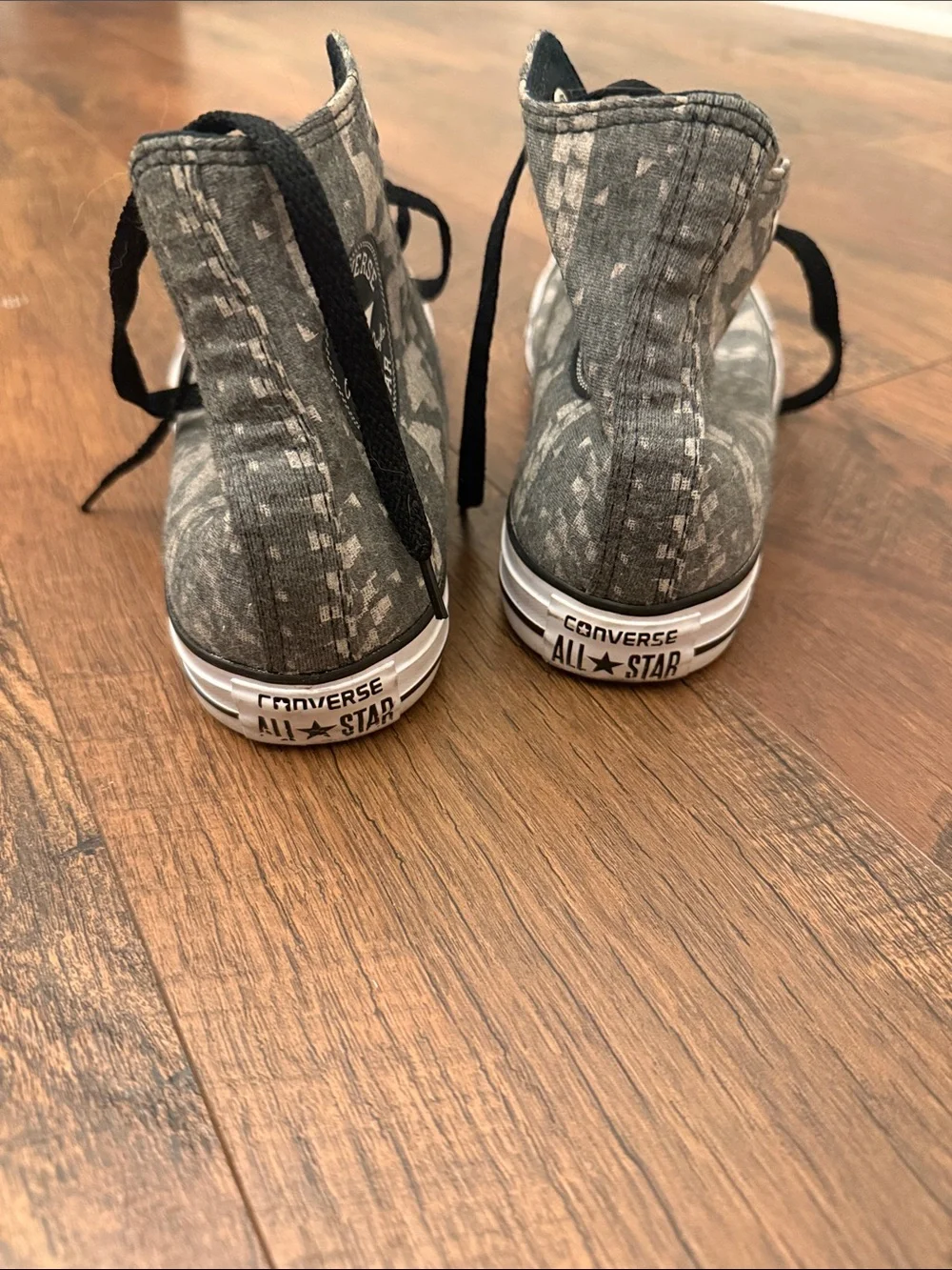 Converse High Top Sneakers in Black and White Geometric Print